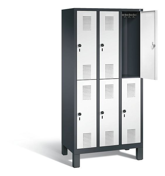 C+P Spind doppelstöckig Evolo, H1850xB900xT500mm, Farbe: Schwarzgrau / Verkehrsweiß, 48310-30 S10381