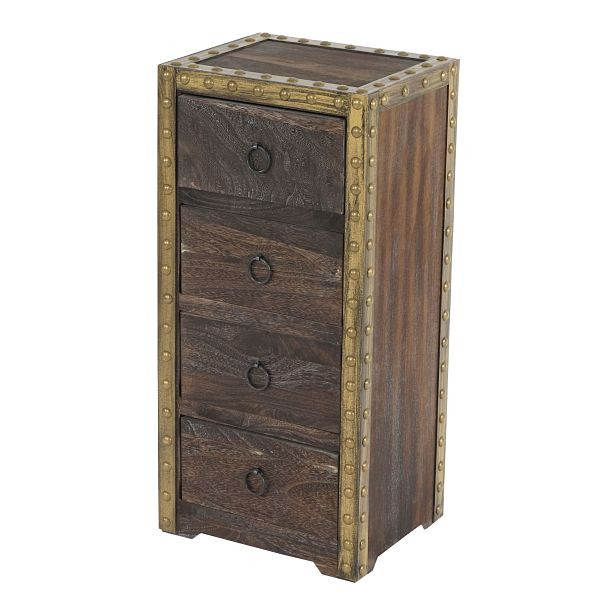 Mendler Kommode Duran, Schubladenkommode Schrank, 4 Schubladen 70x33x26cm Shabby-Look Vintage, braun, 38433