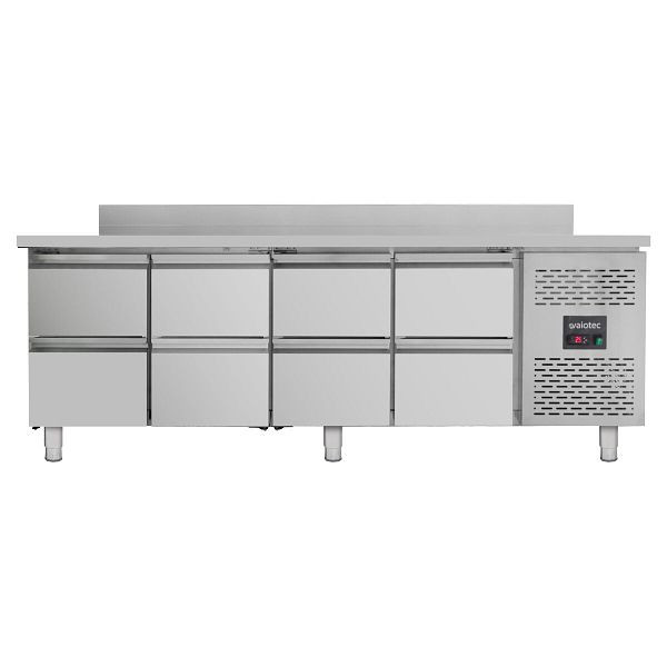Vaiotec Kühltisch / 8 Schubladen inkl. Aufkantung - Monoblock, 2230 x 700 mm, 12026