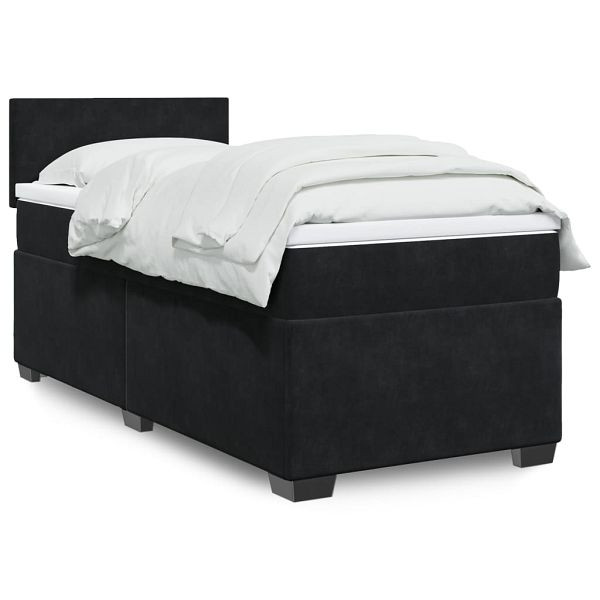 vidaXL Boxspringbett mit Matratze Schwarz 90x190 cm Samt, 3288482