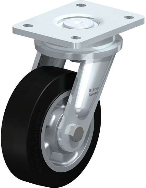 Blickle LO-ALEV 150K Stahlgeschweißte Schwerlast-Lenkrolle, Elastik-Vollgummi, Schwarz, 578682