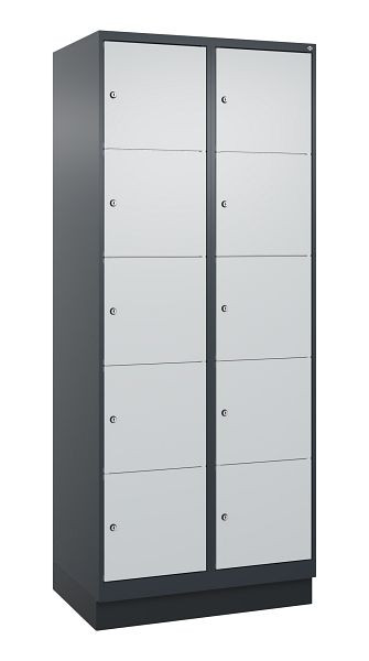 C+P Schließfachschrank Classic PLUS, Sockel, 2 Abteile mit je 5 Fächern, 1950x800x500mm, 7016/7035, 080020-225 S10016
