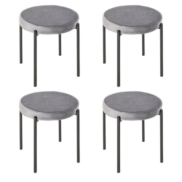 HOMCOM Küchenhocker 4-er Set, stapelbar, Samtoptik, bis 100kg, Stahlrahmen, 41,5 x 41,5 x 46 cm, 835-378