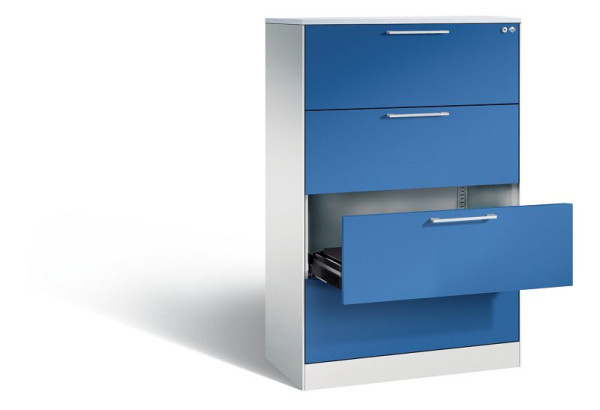 C+P Schubladenschrank Asisto, H1310xB800xT435 mm, Grau/Enzianblau/DBS Hellgrau, 146023-422 S10026