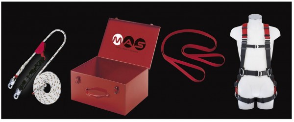 MAS Sicherheitsset bestehend aus: Auffanggurt MAS 90 (1090010), Auffanggerät MAS 16, 40004
