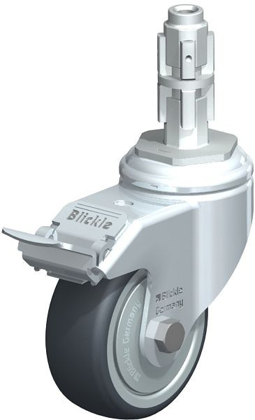 Blickle LKRA-TPA 80K-11-FI-FK-E13 Apparate-Lenkrolle mit Expander & Feststeller, Thermoplastisches Gummi-Elastomer, Grau, 737115