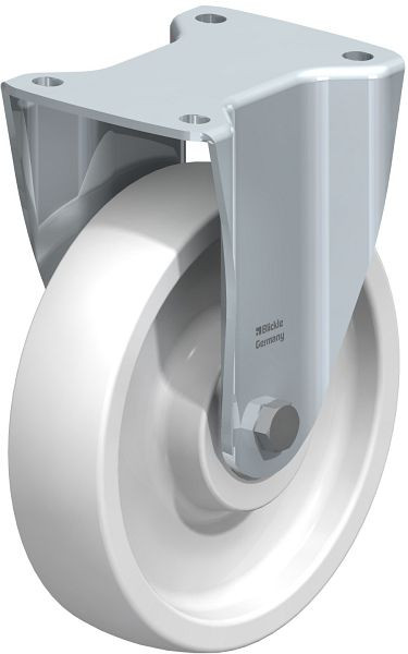 Blickle BH-SPO 201K Stahlblech-Bockrolle, Schwerlast-Ausführung, mit Anschraubplatte, Polyamid, Weiß, 277517