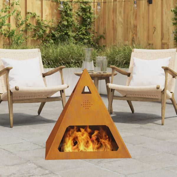 vidaXL Feuerstelle Pyramide 50x50x51 cm Wetterfester Stahl, 858953