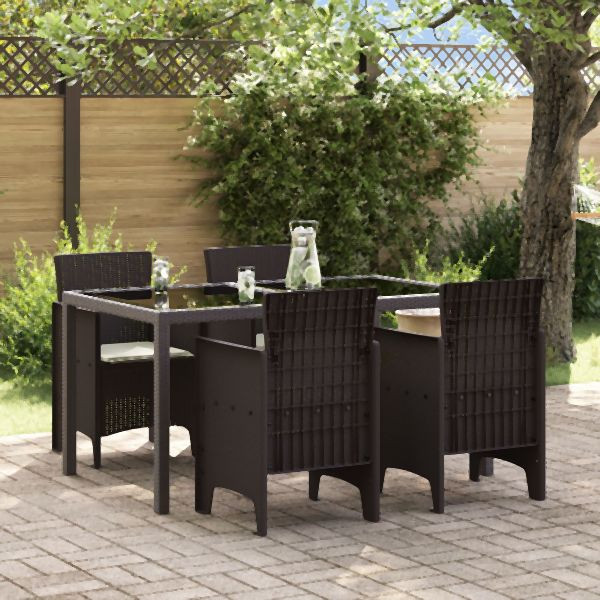 vidaXL Gartenstuhl Set mit 4 Stühlen Braun mit cremefarbenem Kissen, 847477