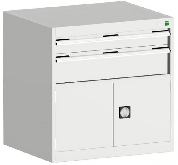 bott cubio Schubladenschrank bestückt mit 2 Schubladen, Tür BxTxH: 800 x 525 x 800 mm, RAL 7035, 40012013.16V