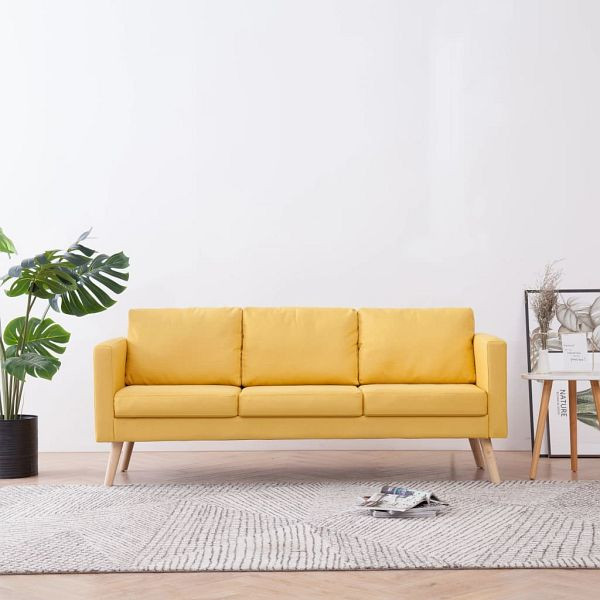 vidaXL 3-Sitzer-Sofa Stoff Farbe Gelb, 281362, 8719883569666