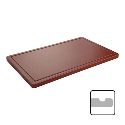 CaterChef Schneideplatte 60x35cm, braun, 1 Seite Saftrille, 882562