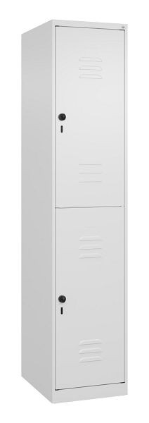 C+P Doppelstöckiger Spind Classic PLUS, 1850x400x500mm, 9016/9016, Drehriegel, 080300-12 S10012