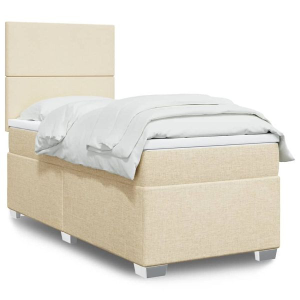 vidaXL Boxspringbett mit Matratze Creme 90x190 cm Stoff, 3292641