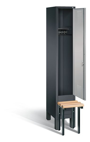 C+P Garderobenschrank Evolo, H1850xB320xT815mm, Farbe: Schwarzgrau / Weißaluminium, 48030-10 S10081