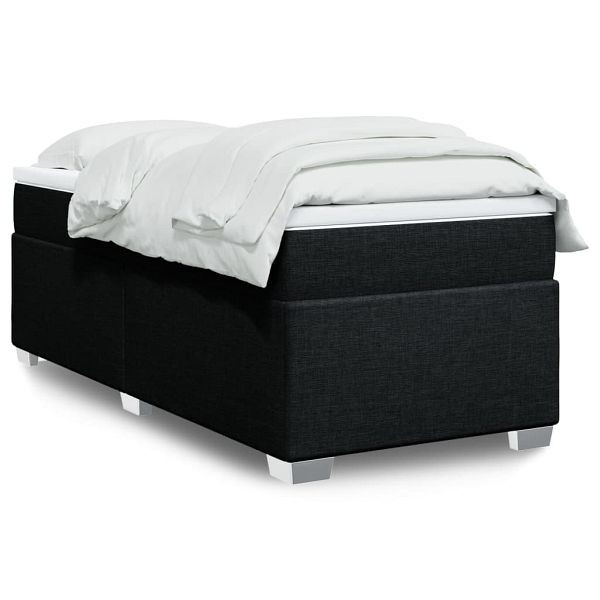 vidaXL Boxspringbett mit Matratze Schwarz 90x190 cm Stoff, 3285097