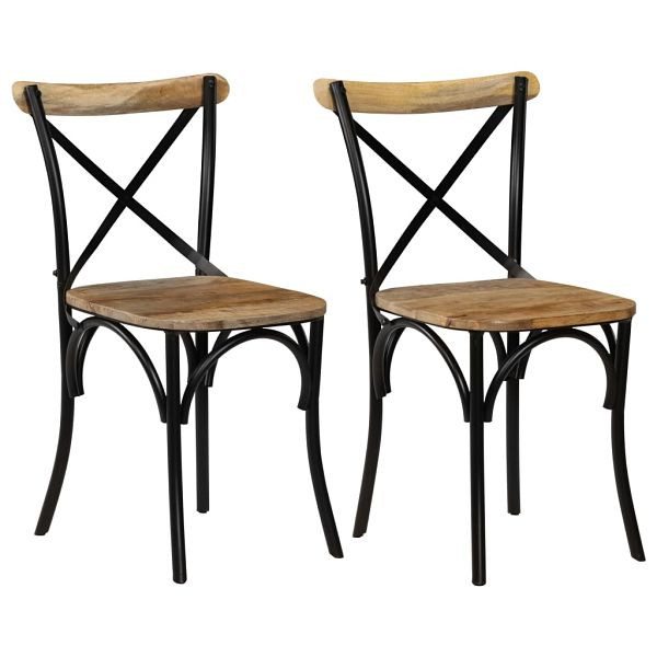 vidaXL Esszimmerstühle 2 Stück Schwarz Mango-Massivholz, 247316