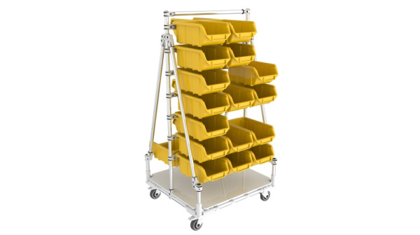 TRILOGIQ Trolley für Sichtlagerboxen zur Organisation, 840 x 790 x 1650 mm, 21181-03