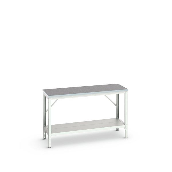 bott verso Werkbank (Linoleum-Platte) mit Ablageboden, BxTxH: 1500 x 600 x 780 - 930 mm, 16922003.16