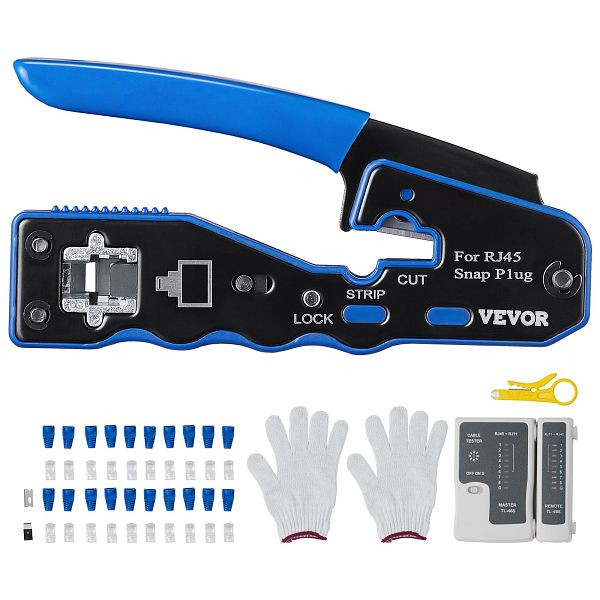 VEVOR Netzwerk Werkzeug Set Crimpzange 26AWG-, 24AWG- und 23AWG-Netzwerkkabel, für RJ45, Cat5e, Cat6, WXYJQWLSJDZ28GPF7V0