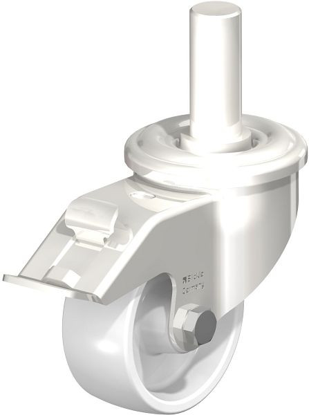 Blickle LEXZ-PO 75G-FI Edelstahl-Lenkrolle mit Zapfen & Feststeller, Polyamid, Weiß, 584326