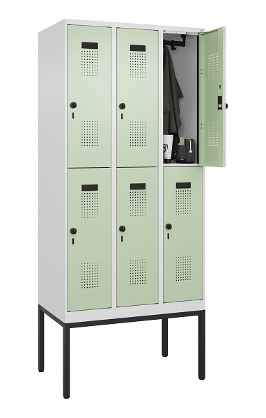 C+P Doppelstock-Spind Evolo PLUS, Gestell, 6 Fächer, 2120x900x500mm, 9016/6019, Drehriegel, 0493307-30 S10019