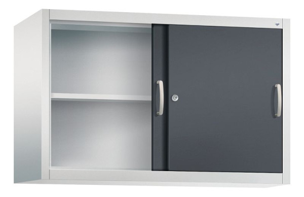 C+P Aufsatzschrank Acurado, H790xB1200xT400mm, Farbe: Lichtgrau / Schwarzgrau, Bügelgriff, 2 OH, 2045-00 S10100