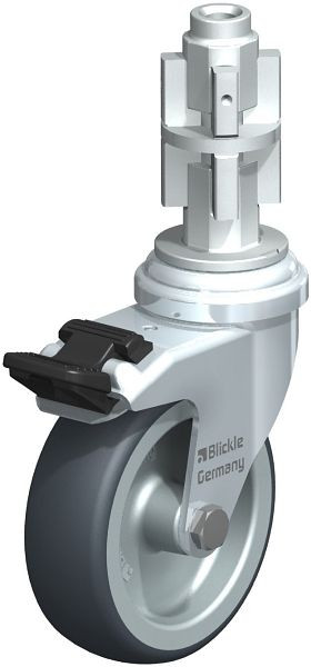 Blickle LRA-TPA 75G-FI-E04 Apparate-Lenkrolle mit Expander & Feststeller, Thermoplastisches Gummi-Elastomer, Grau, 710830