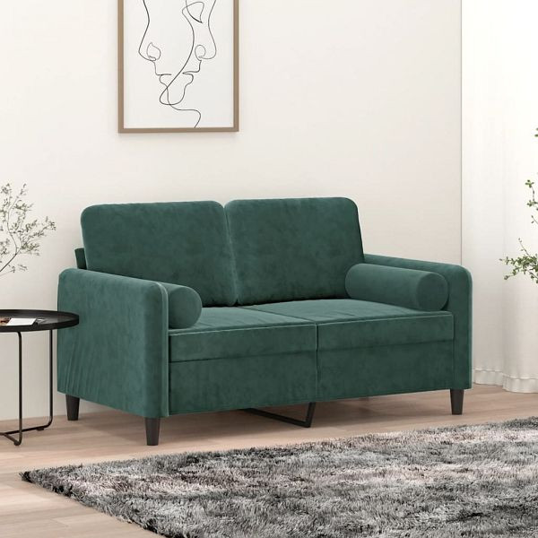 vidaXL 2-Sitzer-Sofa mit Zierkissen Dunkelgrün 120 cm Samt, 3200873