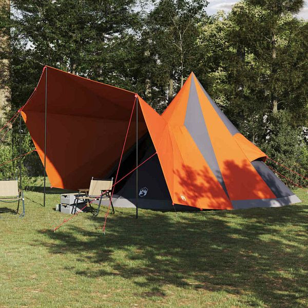 vidaXL Familien-Tipi-Zelt mit Dach Grau und Orange 510 x 690 x 330 cm, 42000986