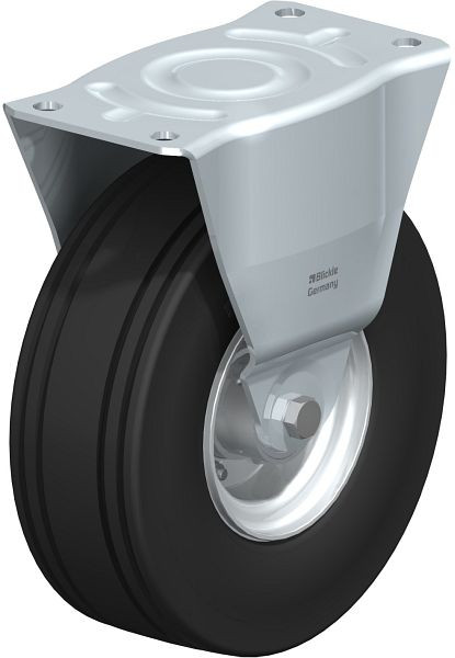 Blickle B-VLE 250K Stahlblech-Bockrolle, mittelschwere Ausführung, mit Anschraubplatte, Super-Elastik-Vollgummi, Schwarz, 34678