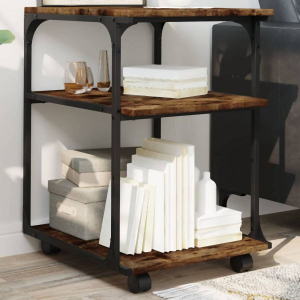 vidaXL Druckerständer 3 Ablagen Räuchereiche 43x48x64 cm Holzwerkstoff, 842278
