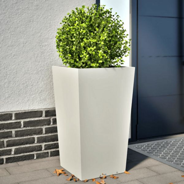 vidaXL Pflanzkübel 2 Stk. Weiß 45x45x75 cm Stahl, 851097