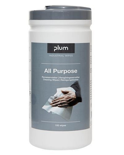 DENIOS PLUM Feuchte Reinigungstücher All Purpose, fusselfrei, 6 Spender à 100 Tücher, VE: 600 Stück, 273344