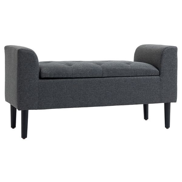 HOMCOM Sitzbank mit Stauraum, Polsterbank mit Leinenoptik, Holzbeine, Bettbank belastbar bis 130 kg, für Wohnzimmer, 838-165CG