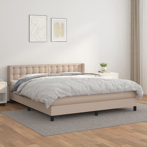 vidaXL Boxspringbett Matratze Cappuccino-Braun 180x200 cm Kunstleder, 3130798