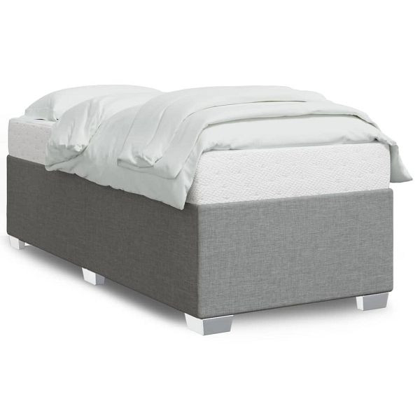 vidaXL Bettgestell Hellgrau 90x200 cm Stoff, Material: Stoff (100% Polyester), Sperrholz, Holzwerkstoff, 3284443