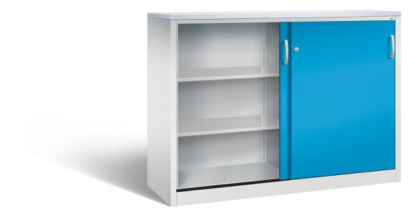 C+P Sideboard mit Schiebetüren Acurado, H1200xB1600xT500mm, Farbe: Lichtgrau / Lichtblau, Bügelgriff, 3 OH, 2157-1200 S10277