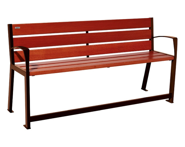 Procity Sitzbank Silaos Für Senioren 6 Holzlatten, Mit Armlehne, Holz & Stahl, 1800 mm, Mahagoni/Rost Korken Effekt, 209622.S025.ACAJ