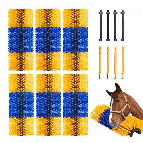 VEVOR Kratzbürste 6er-Set mit 12 Schrauben, 51x19x10 cm Scheuerbürste zur Reinigung, Fellpflege & Juckreizlinderung für Tiere, SCZNS6JDH00096TWIV0