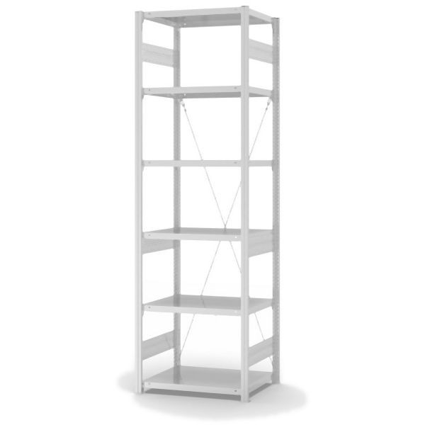 hofe Grundregal, zerlegt, 6 Böden 2500 x 500 x 750 mm, lichtgrau, Fachlast 300kg pro Boden, einseitige Bedienung, HKG25507XS