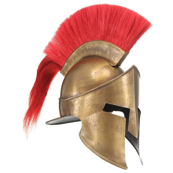 vidaXL Griechischer Krieger-Helm Antik Replik LARP Messing Stahl, 286227
