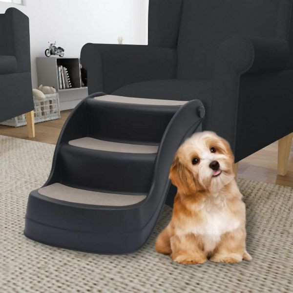 vidaXL Hundetreppe mit 3 Stufen Klappbar Schwarz, 171173