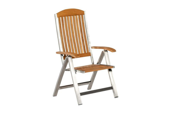 Merxx Keros Klappsessel, Rückenlehne 5-fach verstellbar, Edelstahl mit FSC Akazienholz, 22120-011