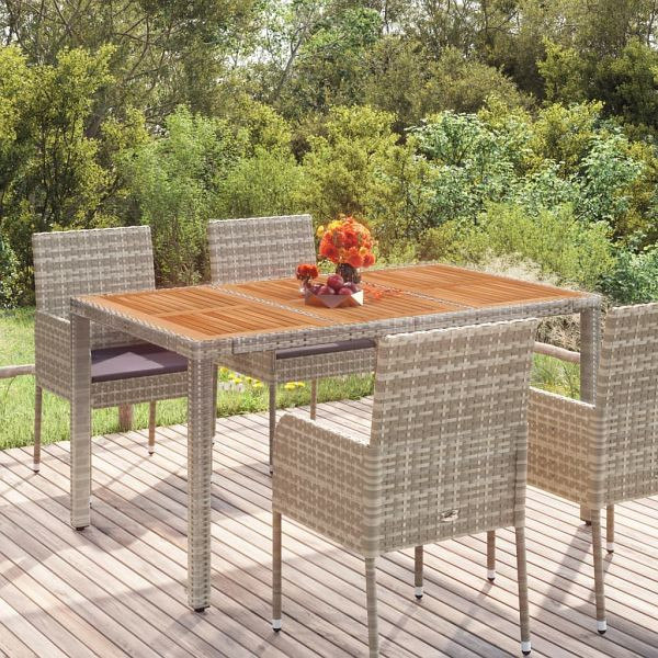 vidaXL Gartentisch mit Holzplatte Grau 150x90x75 cm Poly Rattan, 319902