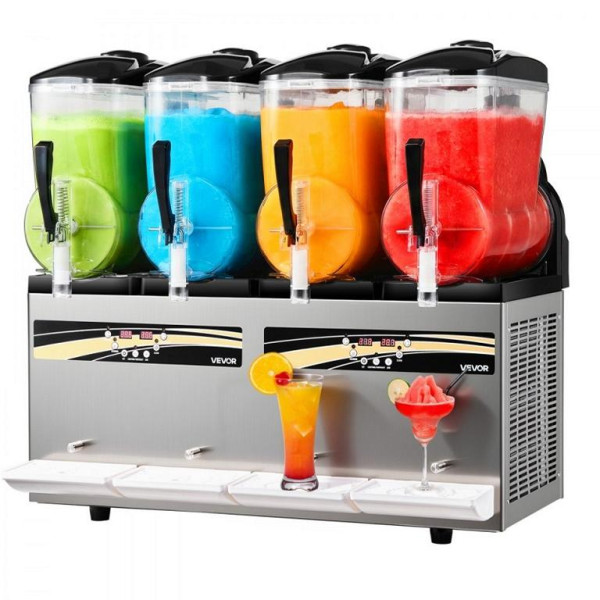 VEVOR Slush Maschine 4 x 12 L, 1650 W, Elektrische Margarita-Maschine mit Selbstreinigungsfunktion, SYXRJX412LSG9Y6XU001V2