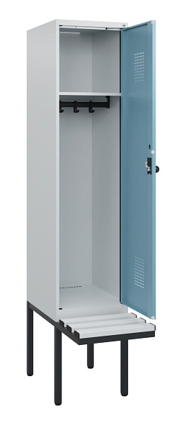 C+P Spind Evolo PLUS, 1 Abteil, 1950x400x815mm, 7035/0010, Drehriegel, Sitzfläche Kunststoff, 0490405-12 S10063