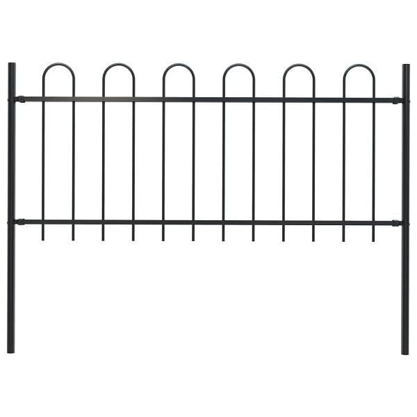 vidaXL Gartenzaun mit Bügel-Design Stahl 1,7 m Schwarz, 144929