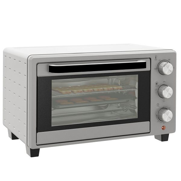 HOMCOM Minibackofen, 21 L Toasterofen mit 1 Drahtgestell und 1 Backblech, 3 Kochmodi, 100 °C-230 °C, Edelstahl, Glas, Silber, 800-085V90SR