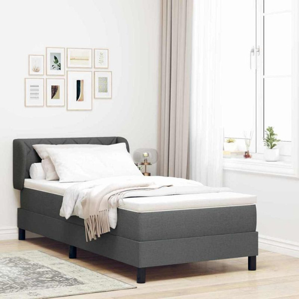 vidaXL Boxspringbett mit Matratze Dunkelgrau 100 x 200 cm Stoff, 3340074